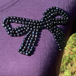 Gorgeous Purple Beaded Bow Tee